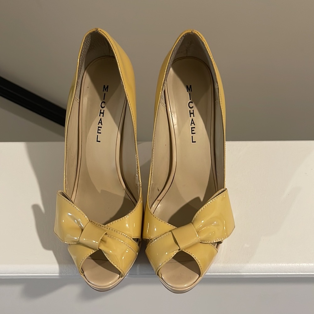 Michael Peep Toe Yellow Pumps